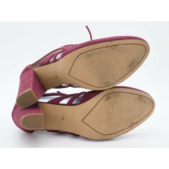 Halogen Sandals Womens 10 Red Faux Suede Strappy Lace Up Closed Toe Back Zip - Picture 11 of 11